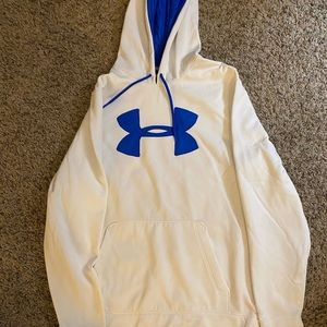 White and blue Under Armour hoodie.